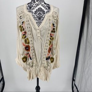 Free People Serafina Embroidery Floral Crochet Top